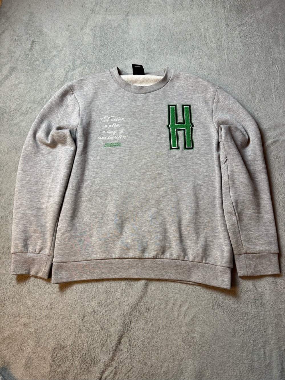Hoodrich OG Pulse Crewneck Sweater Heather Grey / White / Green Size Large